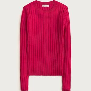 NWT J.Crew Wide-rib Crewneck Sweater-tee in Merino Wool - Autumn Berry